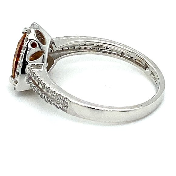 Orange Tourmaline 1.40ct Diamonds Platinum Ring - Picture 5 of 7